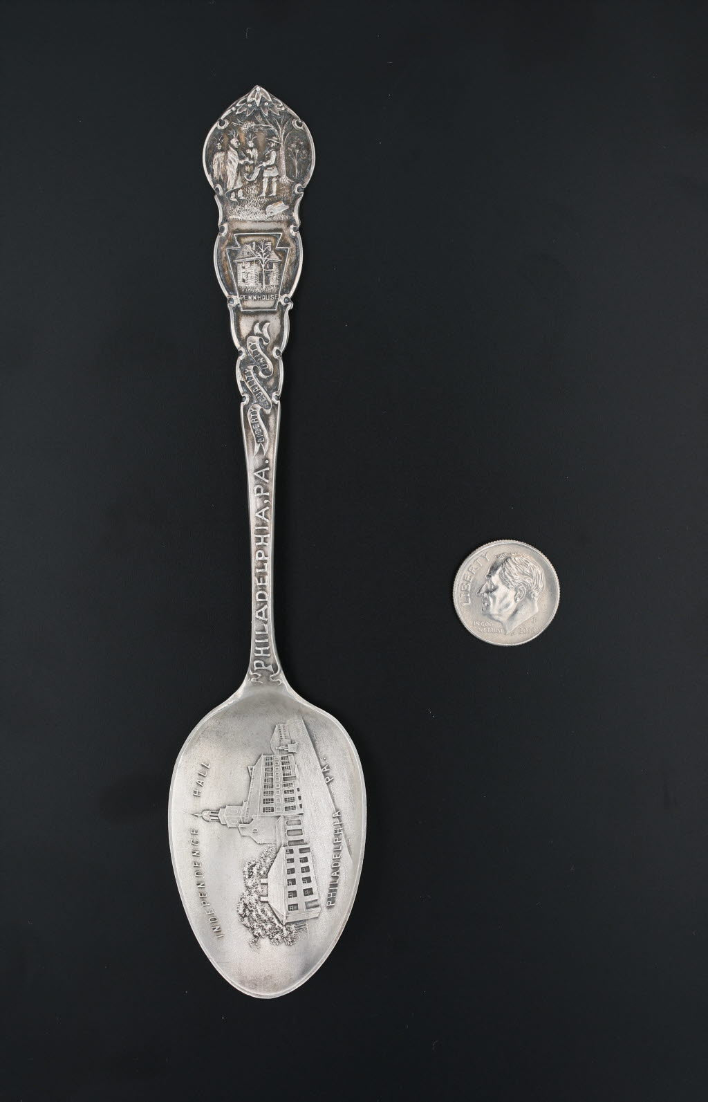 Black Philadelphia Pennsylvania Souvenir Spoon Sterling Silver Independence Hall