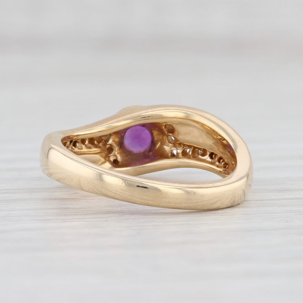 Light Gray New Kabana Ring Opal Inlay Diamond Amethyst Bypass 14k Yellow Gold Size 7