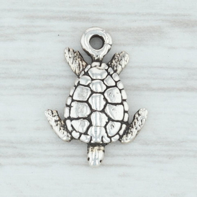 Light Gray Little Sea Turtle Charm Sterling Silver 925 Nautical Beach