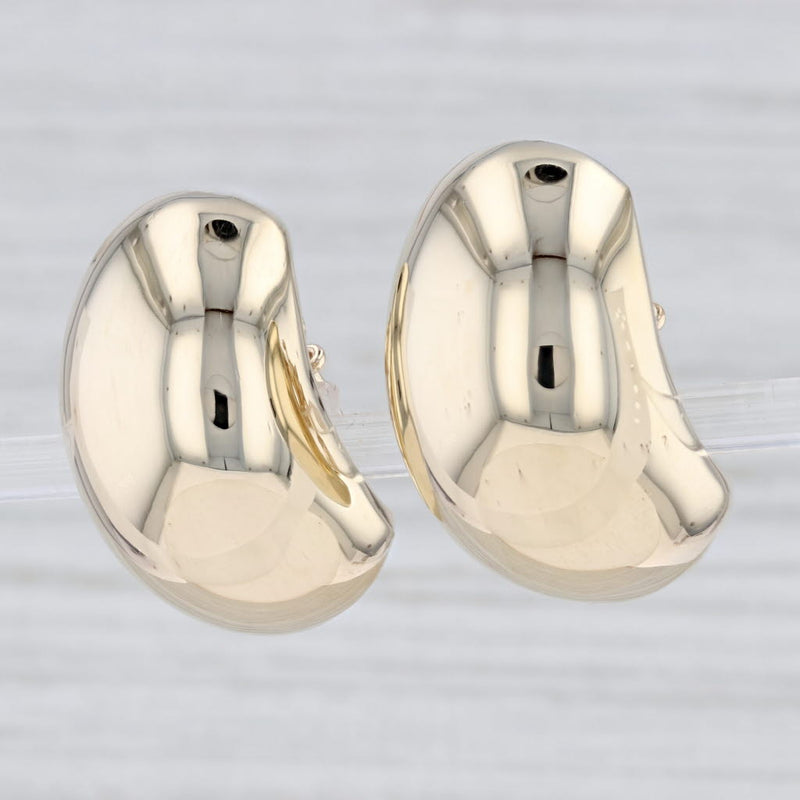 Light Gray Curved Chunky Clip-On Earrings 14k Yellow Gold Non-Pierced