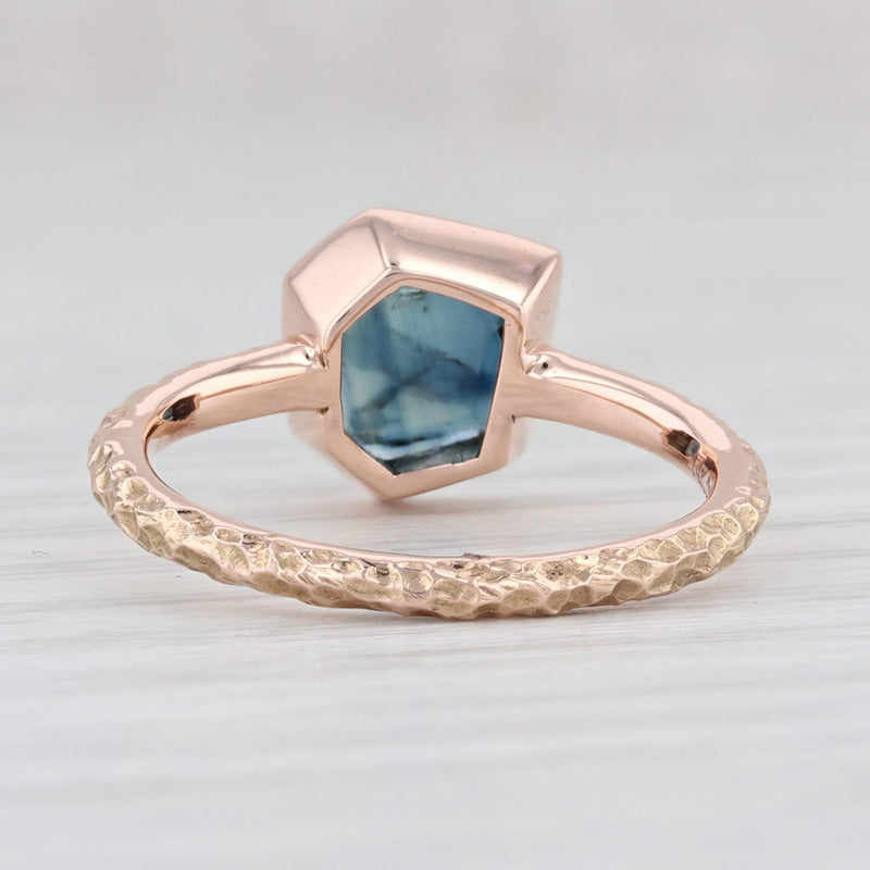 Light Gray New Sapphire Solitaire Ring 14k Rose Gold Size 6.75 Nugget Textured Band