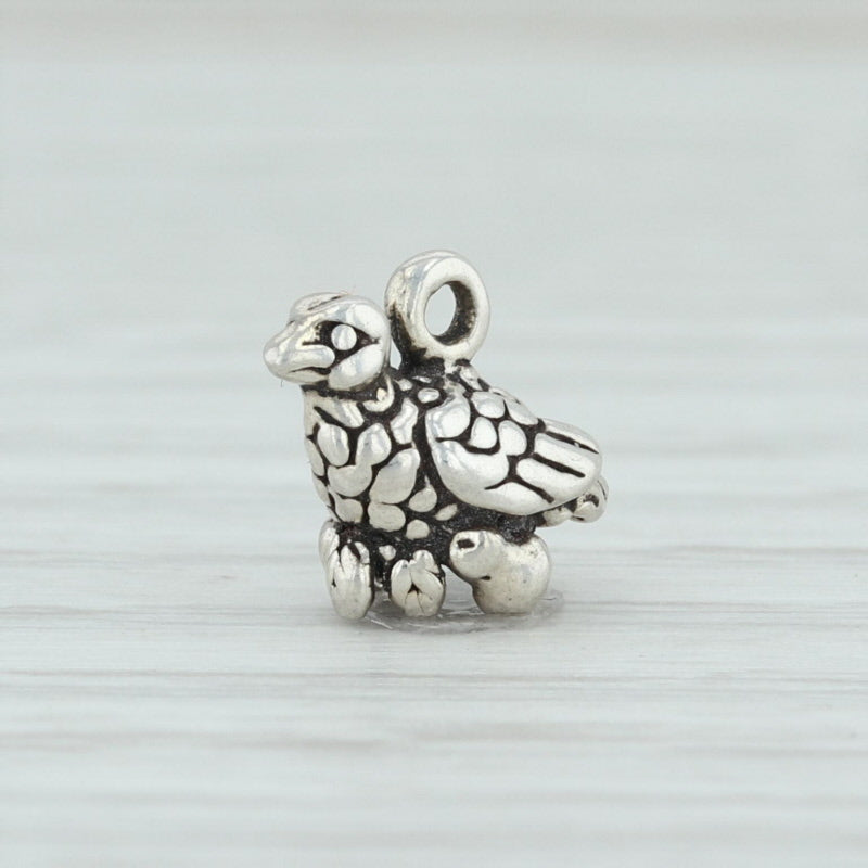 Light Gray 12 Days of Christmas Partridge & Pear Charm Sterling Silver 925 Holiday Bird