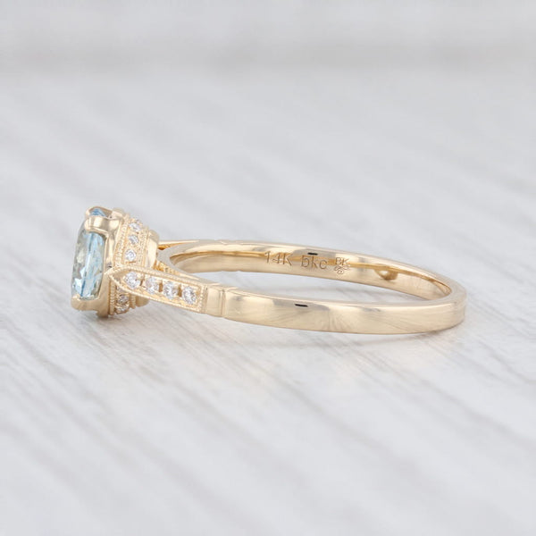 New Beverley K Aquamarine Diamond Ring 14k Gold Size 6.5 Engagement Solitaire