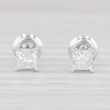 Diamond Solitaire 0.85ctw Princess Stud Earrings 14k White Gold Screw On Pierced