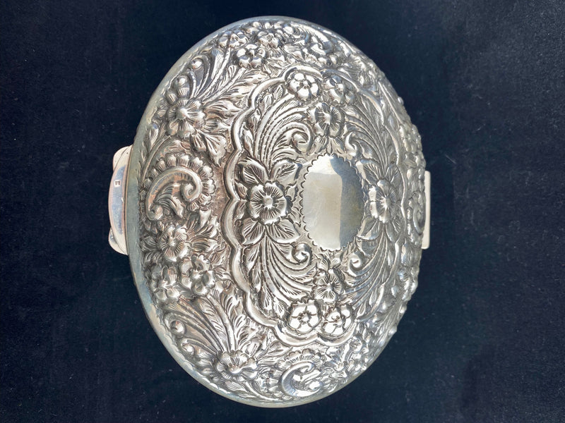 Repousse Hollowware Sterling Silver Egyptian Engravable Serving Dish Trinket Box