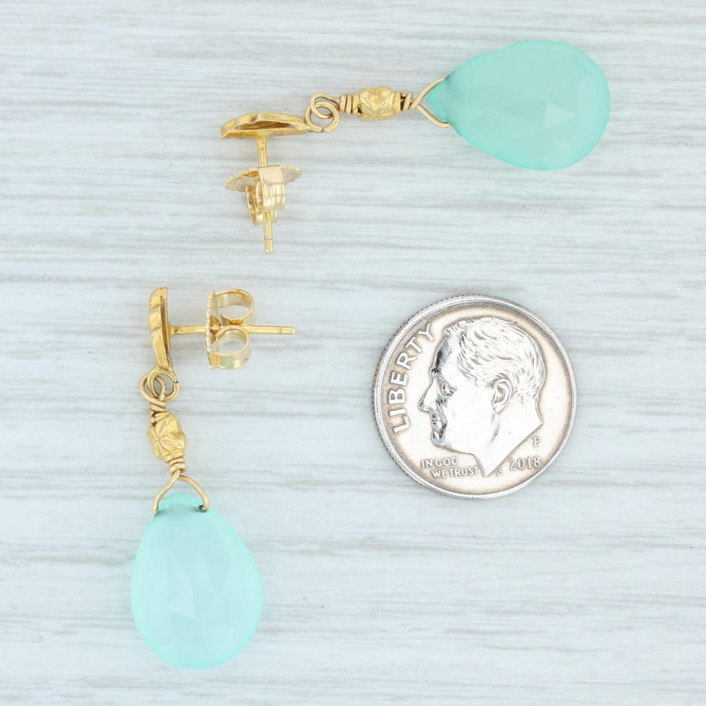 Light Gray Chalcedony Briolette Teardrop Earrings 18k Yellow Gold Dangle Nordstrom