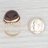Fire Agate Ring 14k Yellow Gold Size 8 Oval Cabochon Solitaire Cocktail