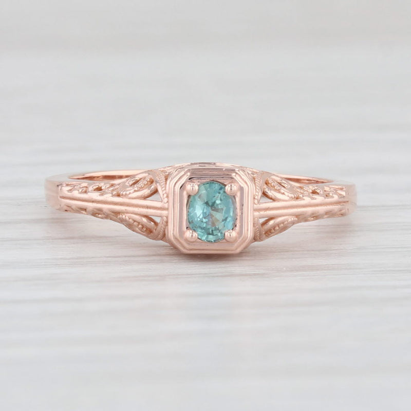 Light Gray New 0.18ct Green Alexandrite Ring 14k Rose Gold Size 6.5 Oval Solitaire Filigree