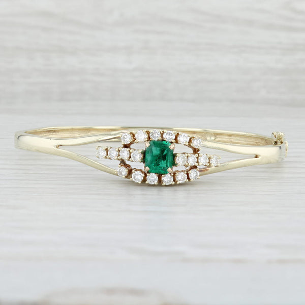 Light Gray 2.42ctw Emerald Diamond Bangle Bracelet 12k Yellow Gold 7"