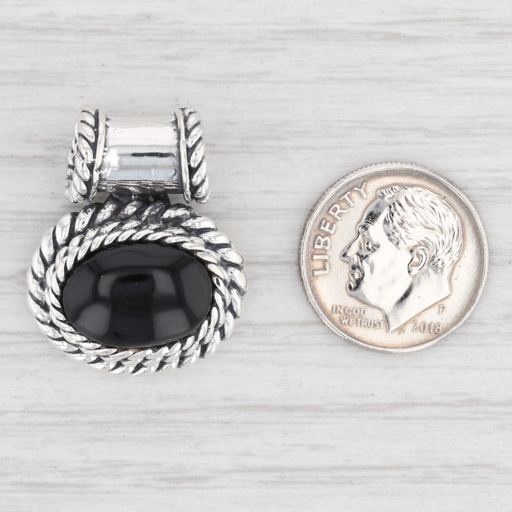 Light Gray New Black Resin Pendant 925 Sterling Silver B12633