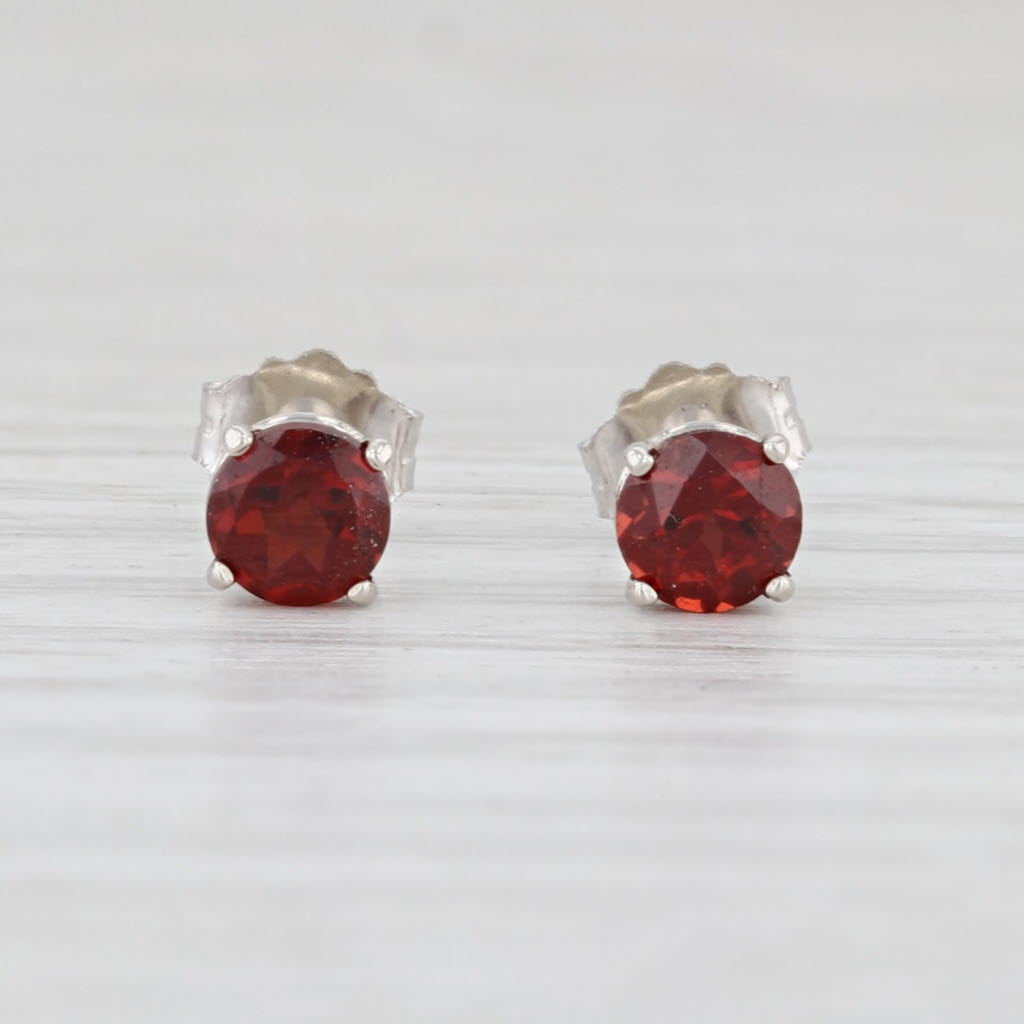 Light Gray New 0.74ctw Round Garnet Stud Earrings 14k White Gold January Birthstone