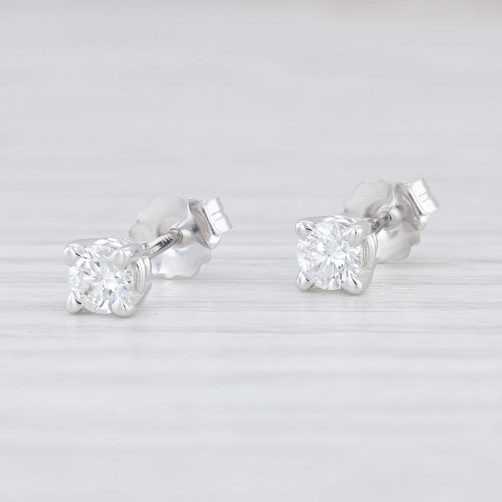 Light Gray New 0.29ctw Diamond Stud Earrings 14k White Gold Round Solitaire Pierced Studs