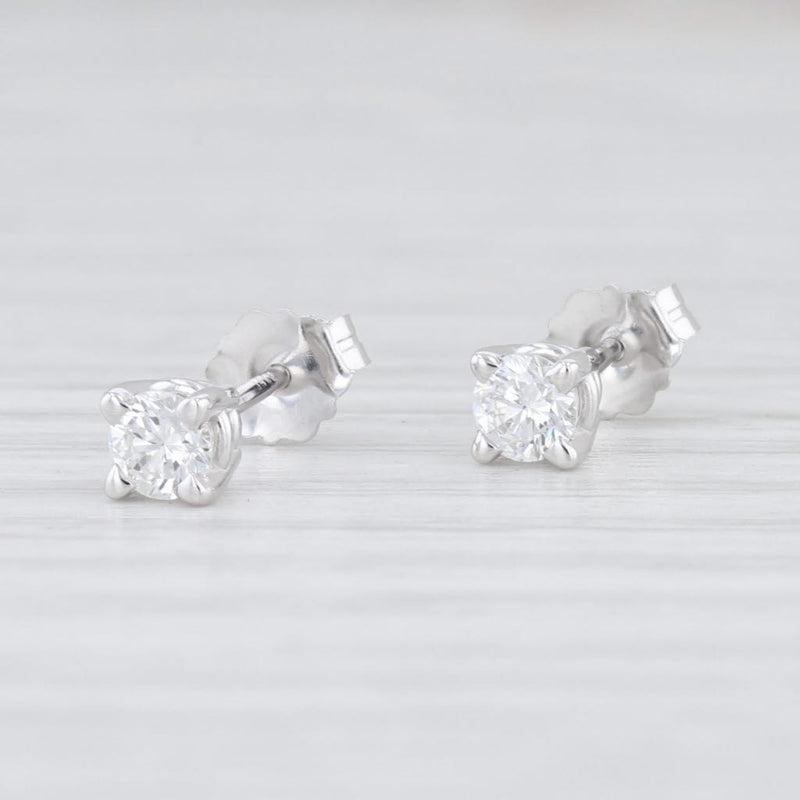 New 0.29ctw Diamond Stud Earrings 14k White Gold Round Solitaire Pierced Studs
