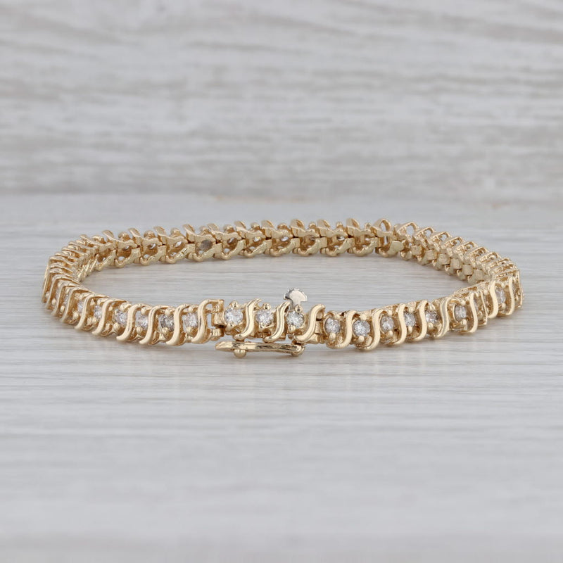 1.50ctw Diamond Tennis Bracelet 14k Yellow Gold 7" 4.7mm