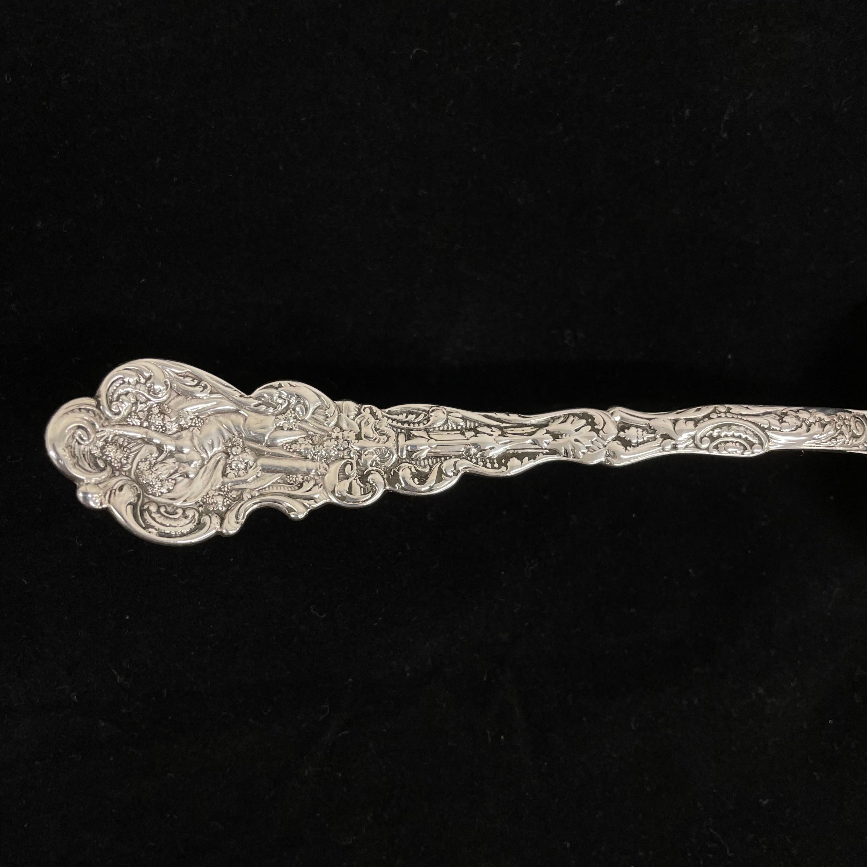 Black Gorham Versailles 1888 Fish Server Sterling Silver Figural Floral 10"