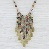 Light Gray Mallary Marks Multi Color Quartz Briolette Fringe Bead Necklace 18k Gold 18.5"