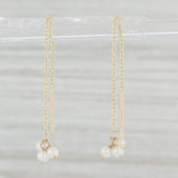 Cultured Pearl Cluster Threader Earrings 14k Yellow Gold Pierced