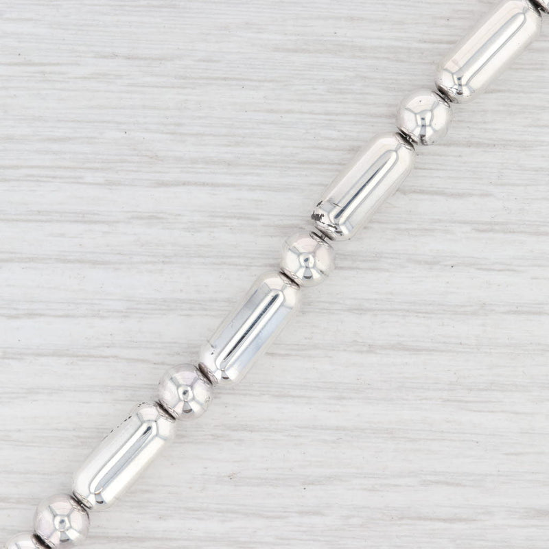 Light Gray New Statement Bead Bracelet Sterling Silver 7.25” 8.1mm