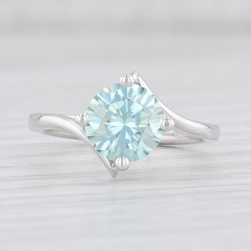 New Moissanite Solitaire Ring 14k White Gold Sz 6.75 Round Brilliant Engagement