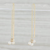 Cultured Pearl Cluster Threader Earrings 14k Yellow Gold Pierced