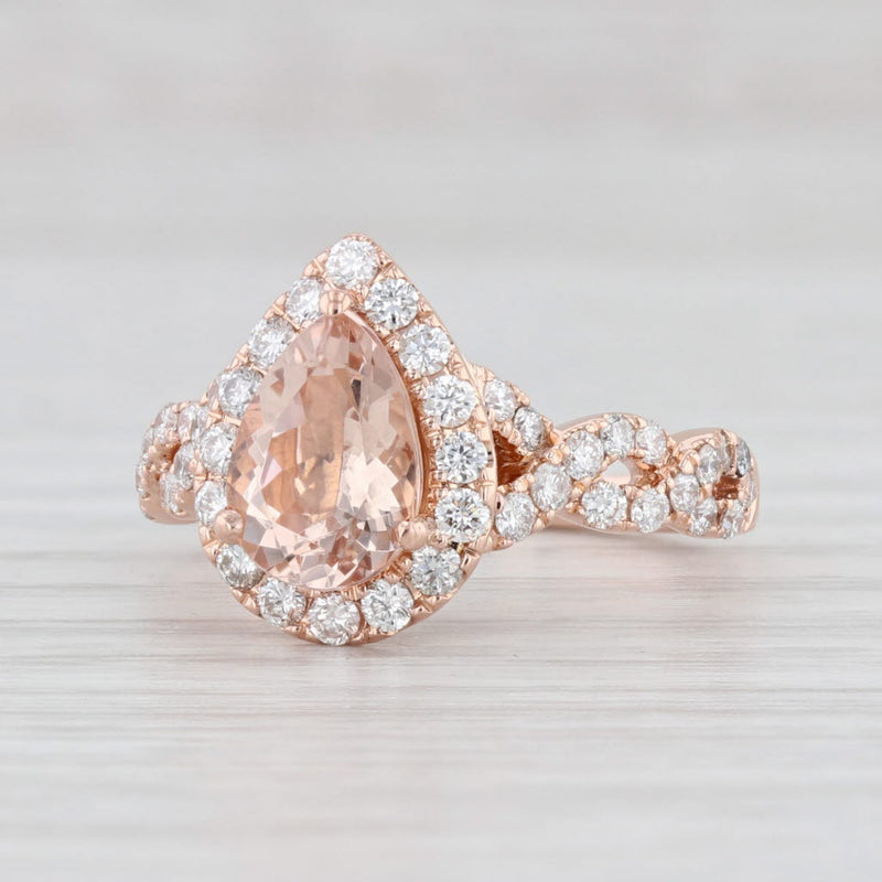 Neil Lane 1.96ctw Pear Morganite Diamond Halo Ring 14k Rose Gold Engagement