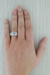 Dark Gray 1.65ctw Aquamarine Diamond Ring 14k White Gold Size 8.5 March Birthstone
