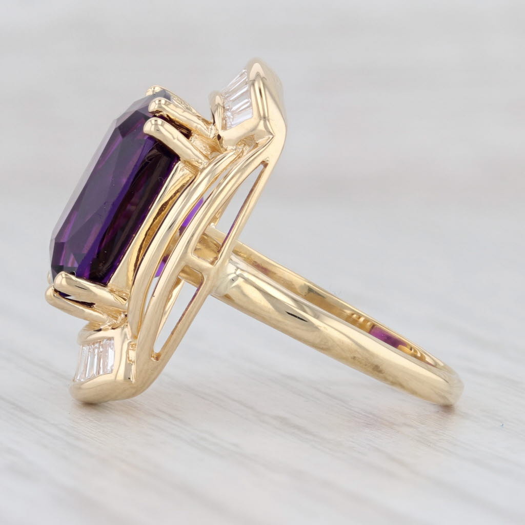 Light Gray 6.48ct Amethyst Diamond Ring 18k Yellow Gold Size 5.25 Cocktail