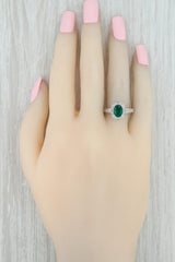 Gray New Lab Created Emerald Diamond Halo Ring 10k White Gold Sz 6.75 May Birthstone