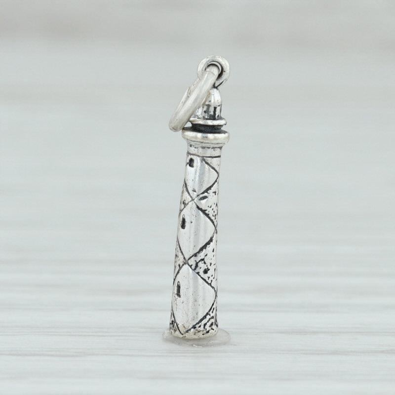 Light Gray Cape Lookout Lighthouse Charm Sterling Silver Nautical North Carolina Souvenir