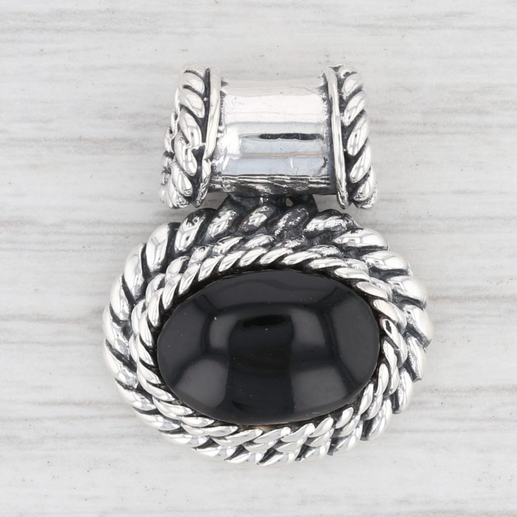 Light Gray New Black Resin Pendant 925 Sterling Silver B12633