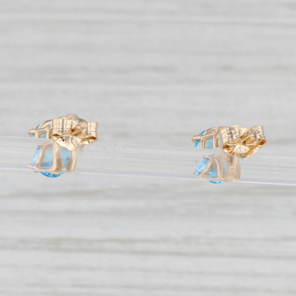 Light Gray 2.10ctw Oval Blue Topaz Solitaire Stud Earrings 14k Yellow Gold Pierced Studs