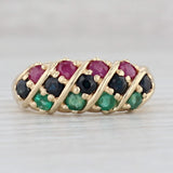 1.37ctw Ruby Sapphire Emerald Gemstone Ring 14k Yellow Gold Size 8