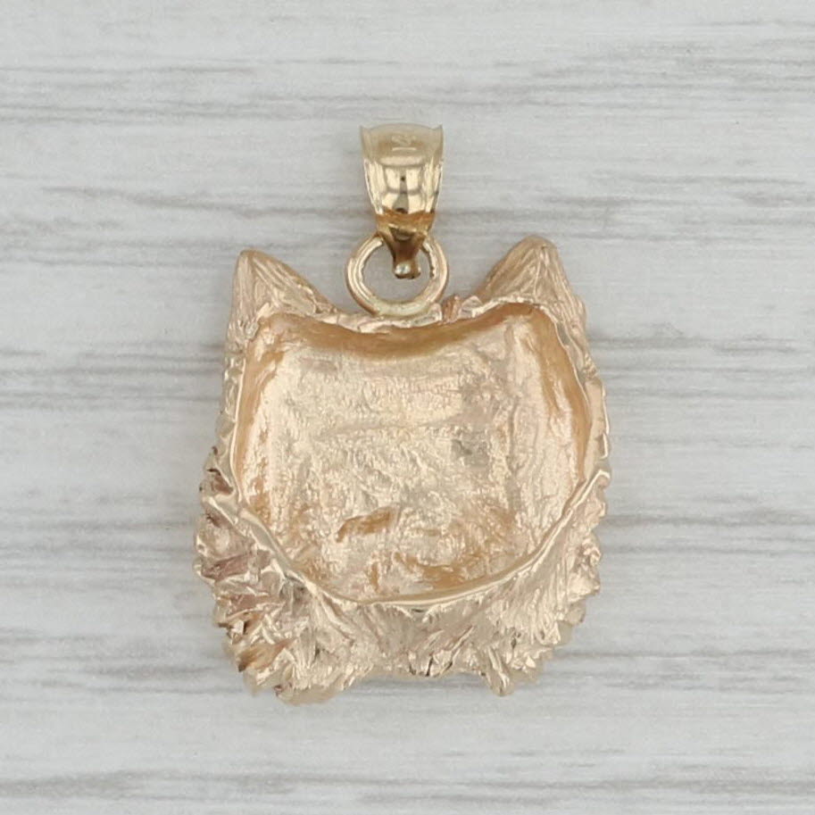 Gray Puppy Dog Face Charm 14k Yellow Gold Keepsake Gift Pendant