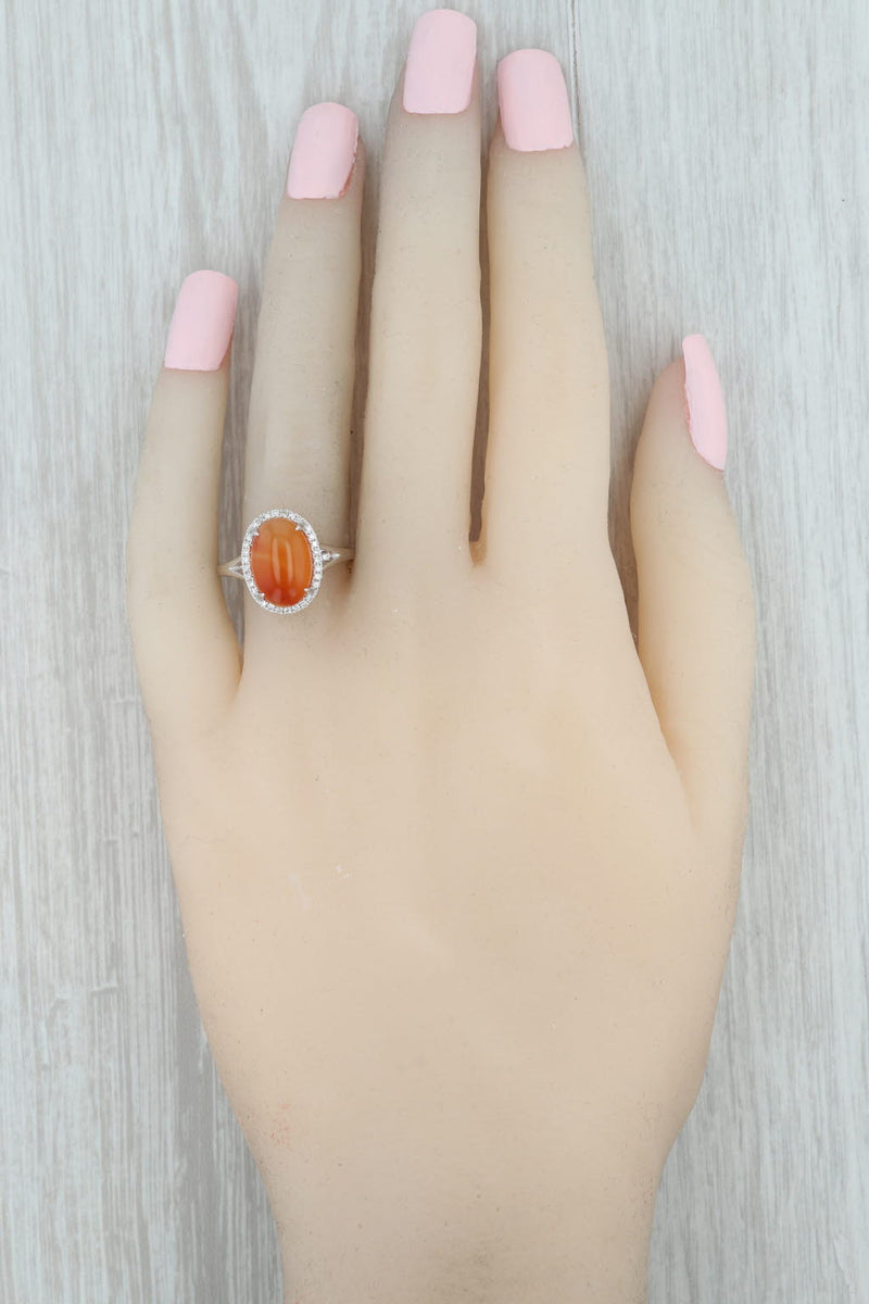 Cynosure of geometical design Red Coral ring