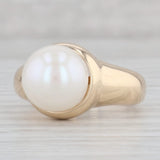 Light Gray Cultured Pearl Solitaire Ring 14k Yellow Gold Size 7