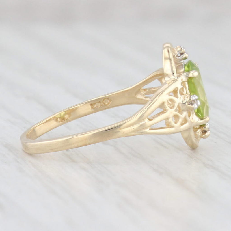 0.82ctw Peridot Diamond Ring 10k Yellow Gold Size 5.75 August Birthstone