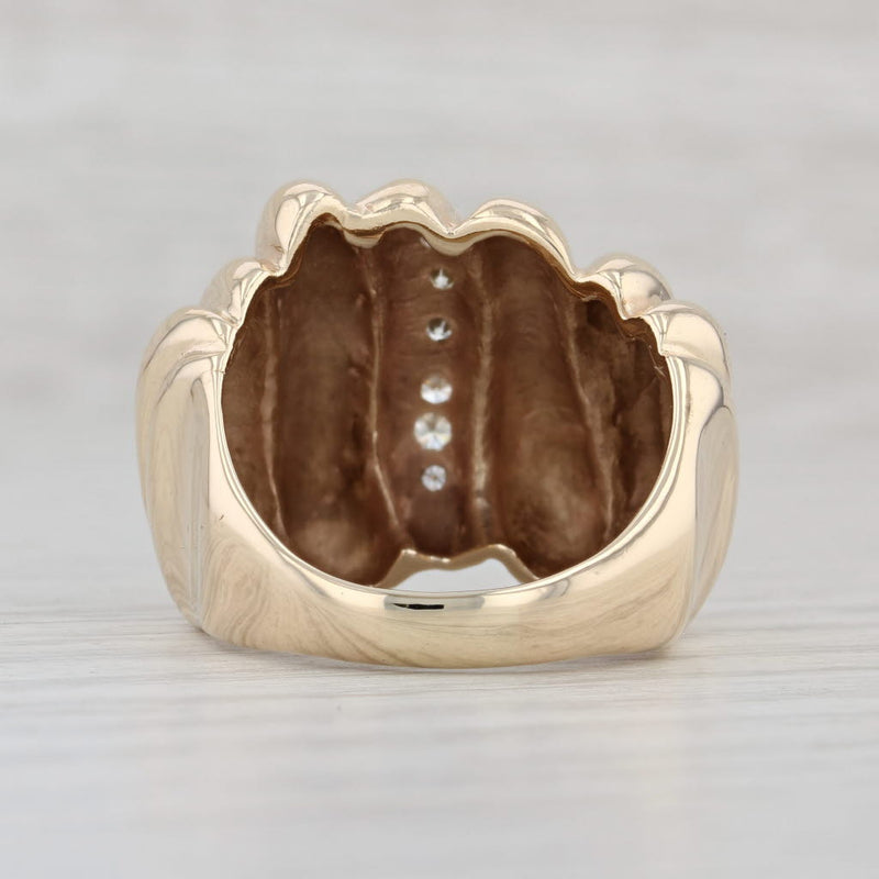 0.16ctw VS2 Diamond Scalloped Statement Ring 14k Yellow Gold Size 9