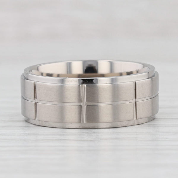 Light Gray New Beveled Brushed Titanium Ring Wedding Band Size 8