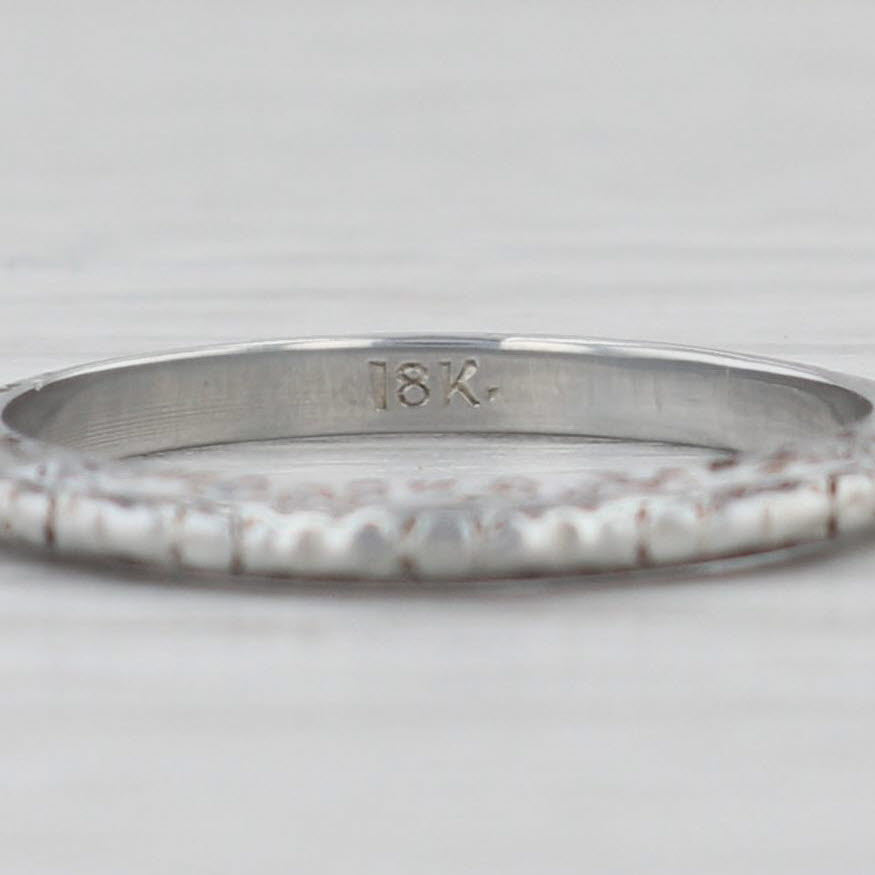 Light Gray Art Deco Floral Wedding Band 18k White Gold Size 4.5 Ring Stackable