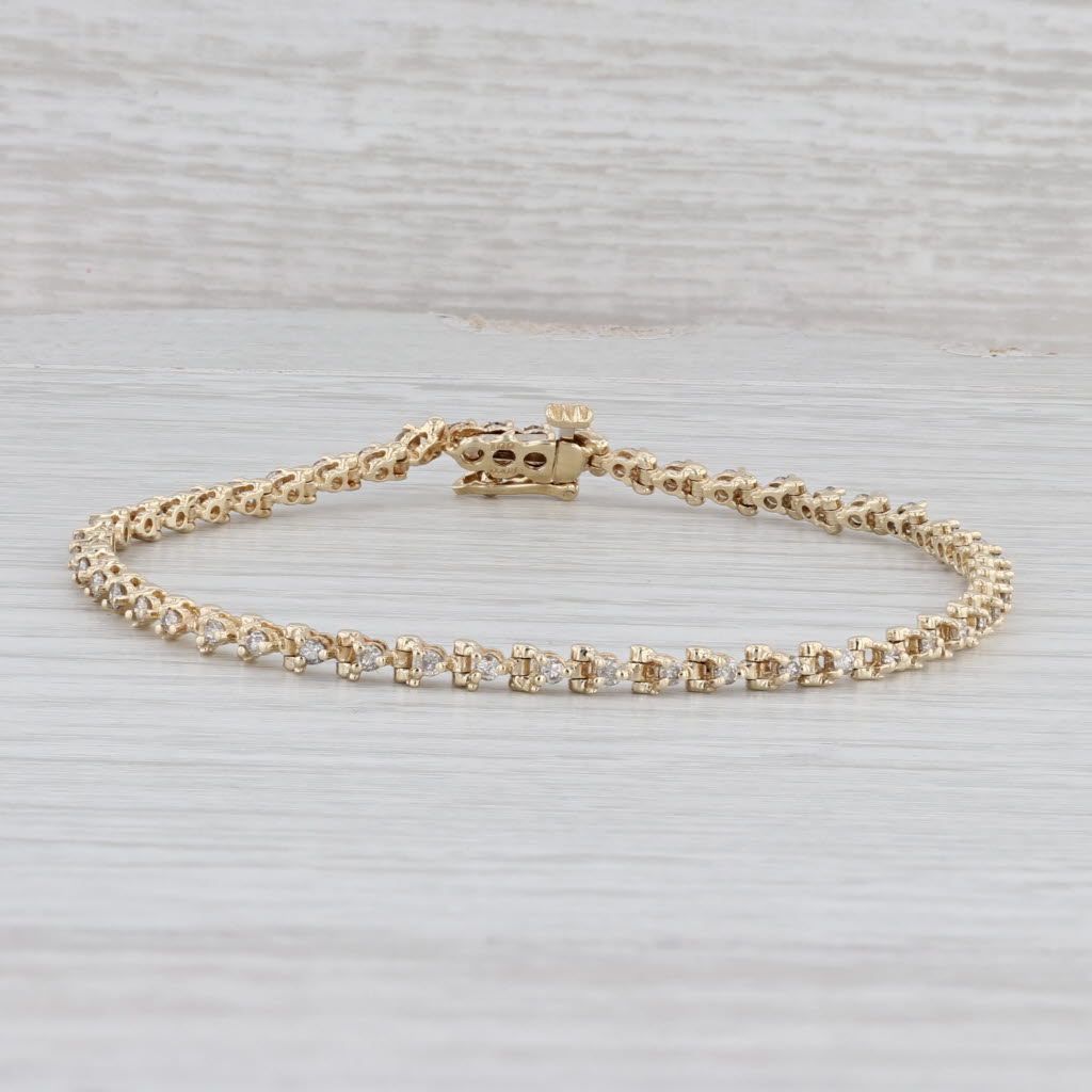 Light Gray 0.80ctw Diamond Tennis Bracelet 14k Yellow Gold 7" 3mm