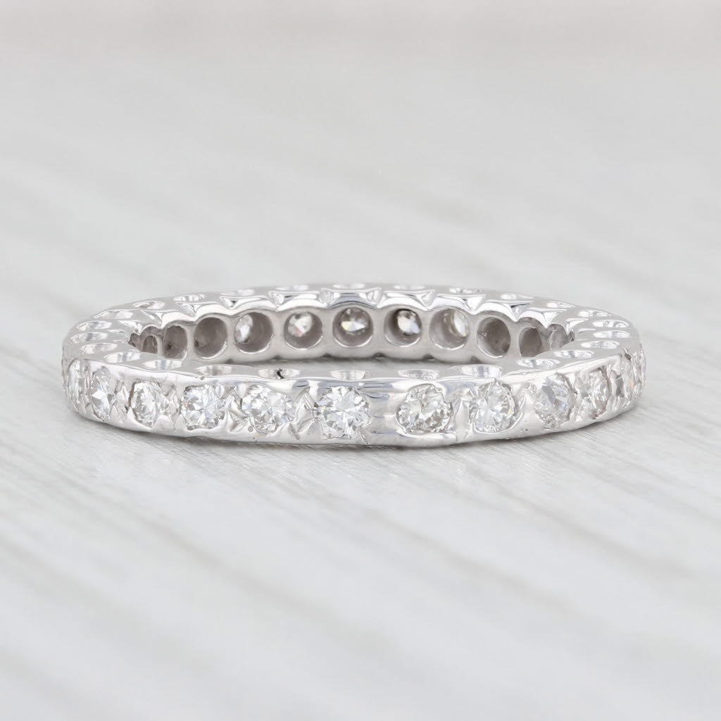 Light Gray 0.75ctw Diamond Eternity Band 14k White Gold Size 6.25 Wedding Ring Stackable