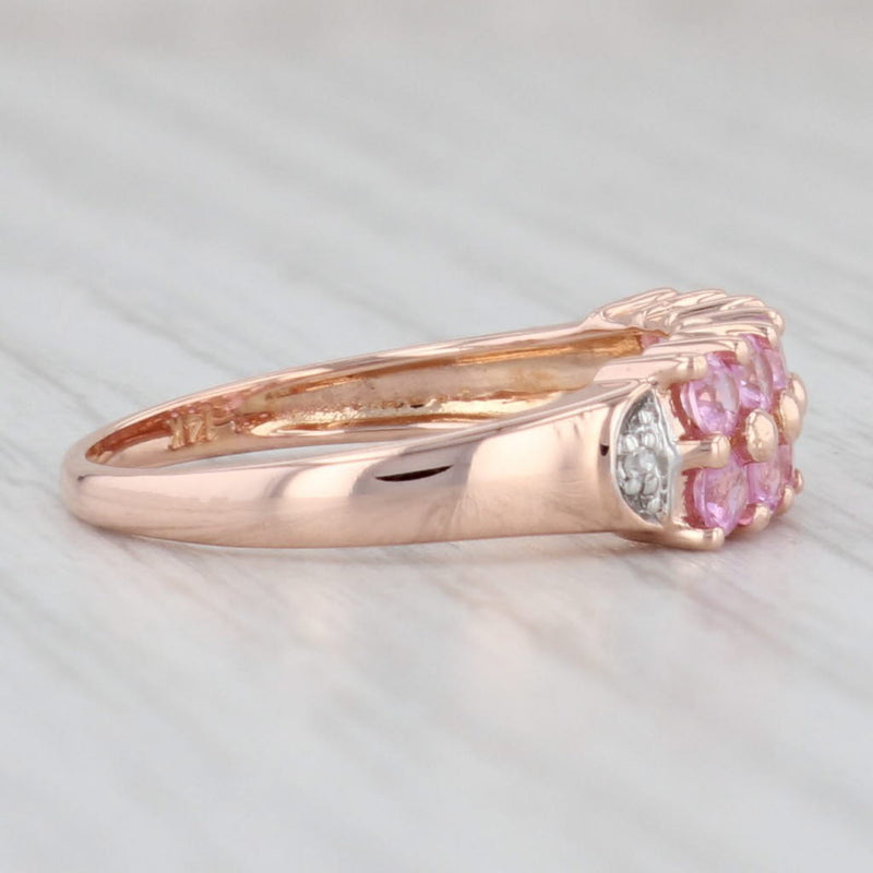 0.85ctw Pink Sapphire Ring 14k Rose Gold Size 6.25 Stackable Diamond Accents