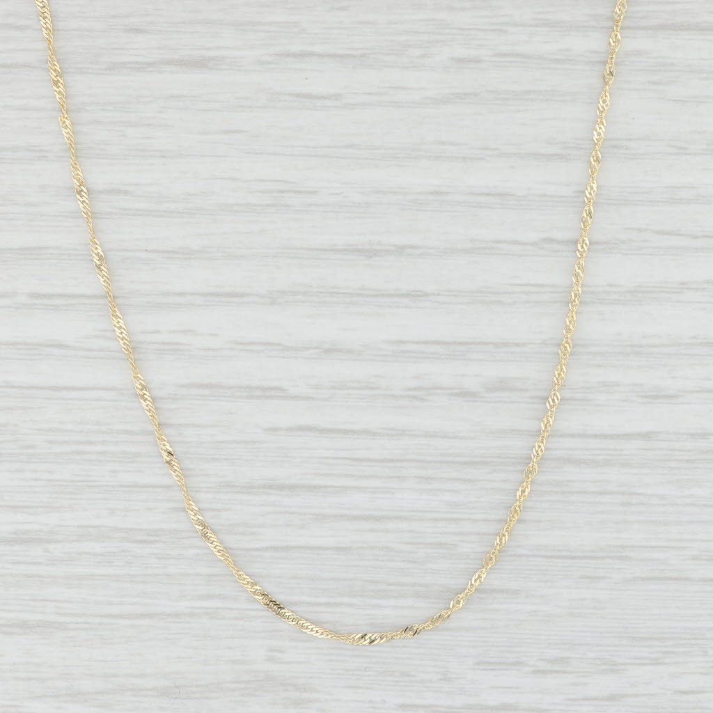 Light Gray Long 21.5” Singapore Chain Necklace 14k Yellow Gold 1.4mm