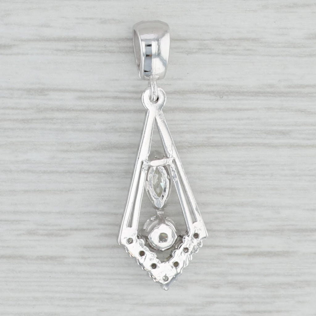 Light Gray Custom Made 0.39ctw Diamond Drop Pendant 14k White Gold