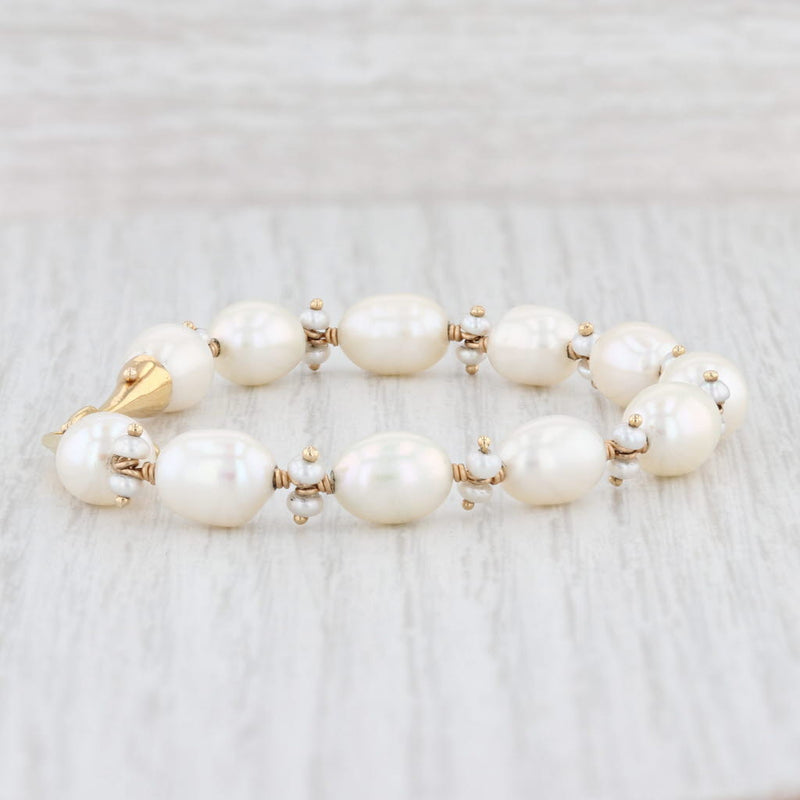 Light Gray Cultured Pearl Strand Bracelet 18k Yellow Gold 6.25" Hook Clasp Nordstrom
