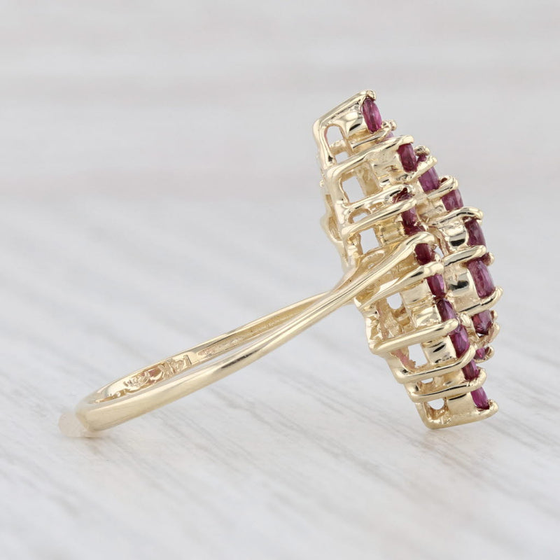 1.26ctw Ruby Cluster Ring 14k Yellow Gold Size 7.5 Bypass