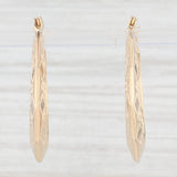 Beveled Patterned Hoop Earrings 14k Yellow Gold Snap Top Round Hoops