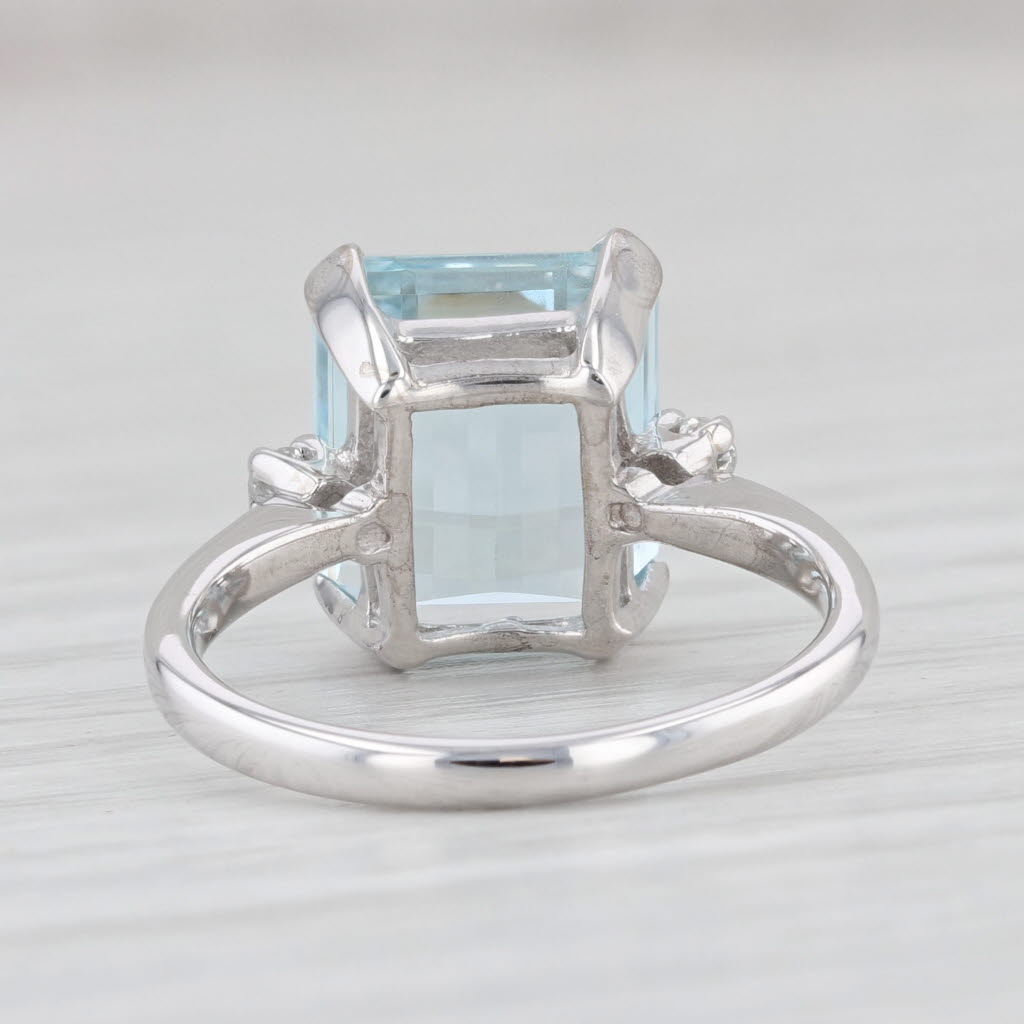 Light Gray Vintage 4.43ctw Aquamarine Diamond Ring 14k White Gold Size 5