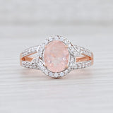 Light Gray New 3.10ctw Morganite Zircon Halo Ring Sterling Silver Rose Gold Plated Sz 9.25