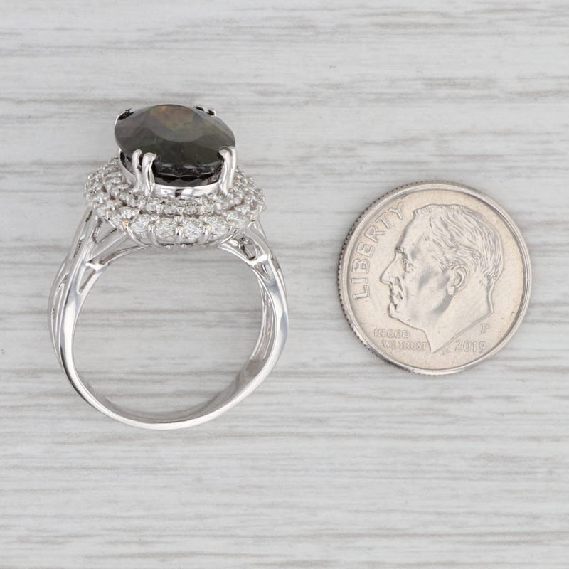 New 9.15ctw Green Sphene Diamond Halo Ring 14k White Gold Size 8 Cocktail